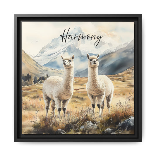 Alpaca Harmony Nature-inspired Framed Canvas 14 Black