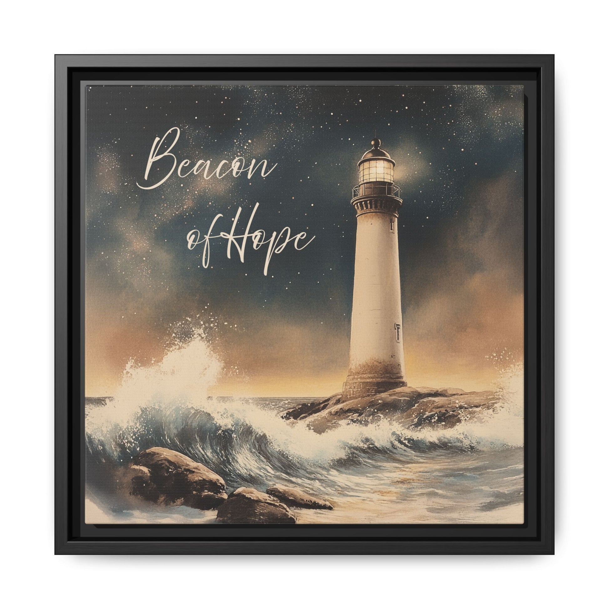 Beacon of Hope Nature-inspired Framed Canvas 14  Black