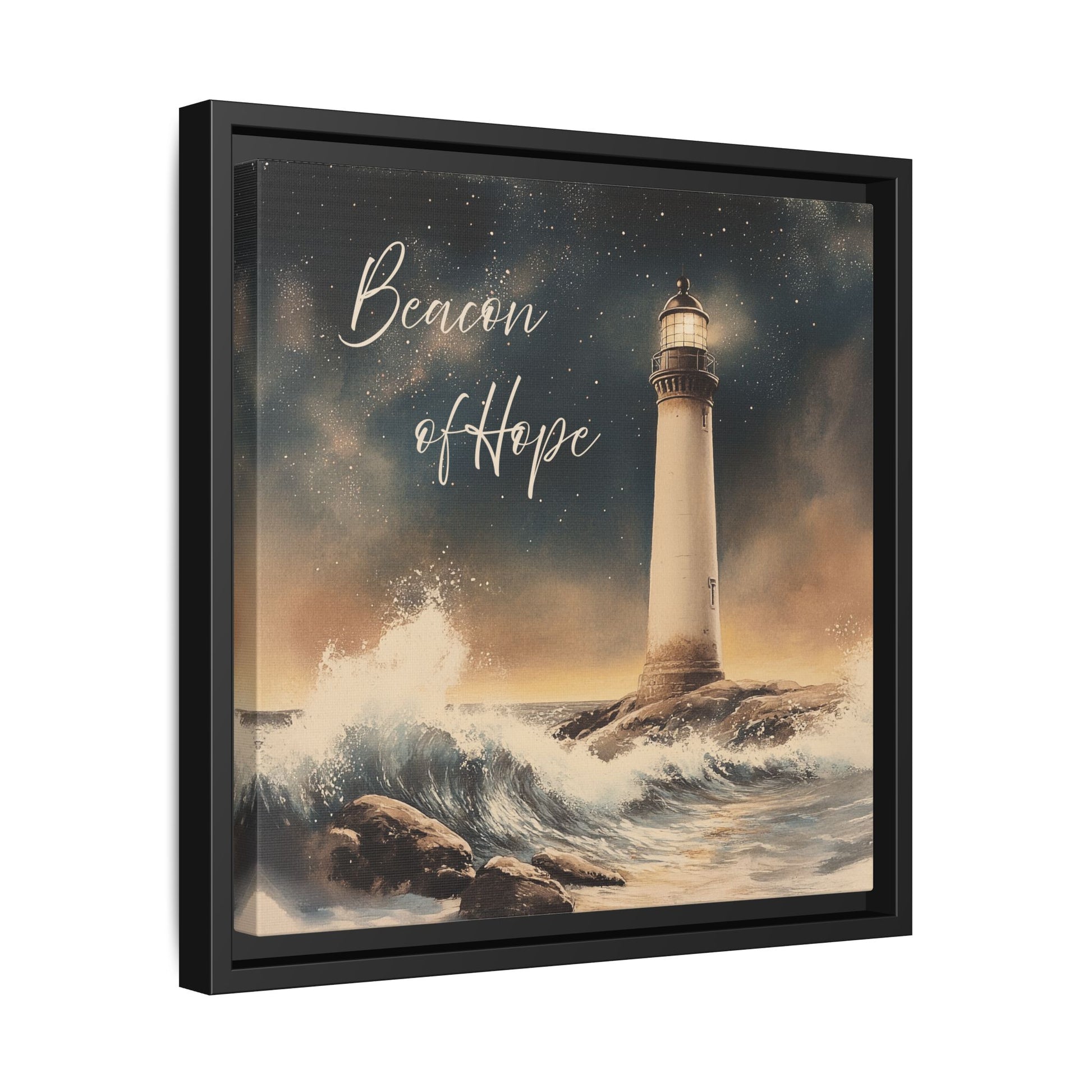 Beacon of Hope Nature-inspired Framed Canvas 14  Black - Side