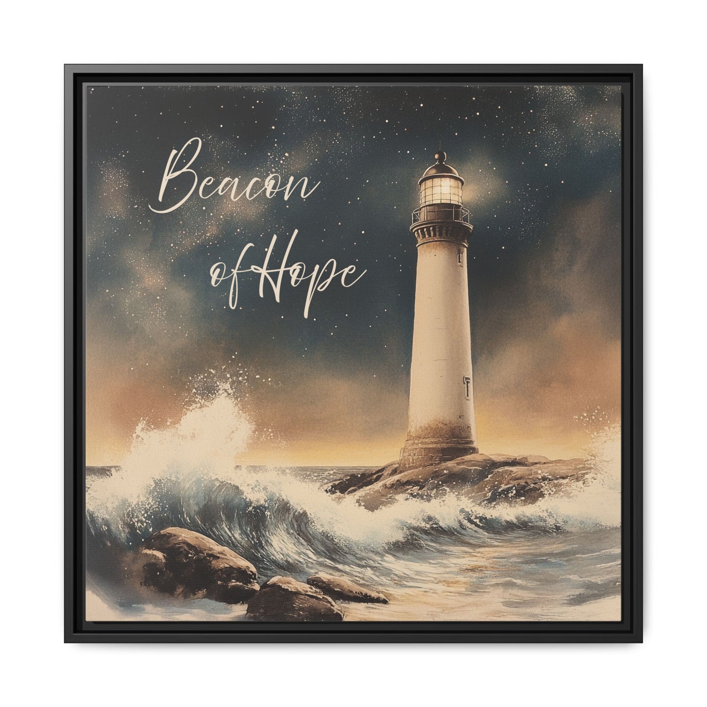 Beacon of Hope Nature-inspired Framed Canvas 24  Black