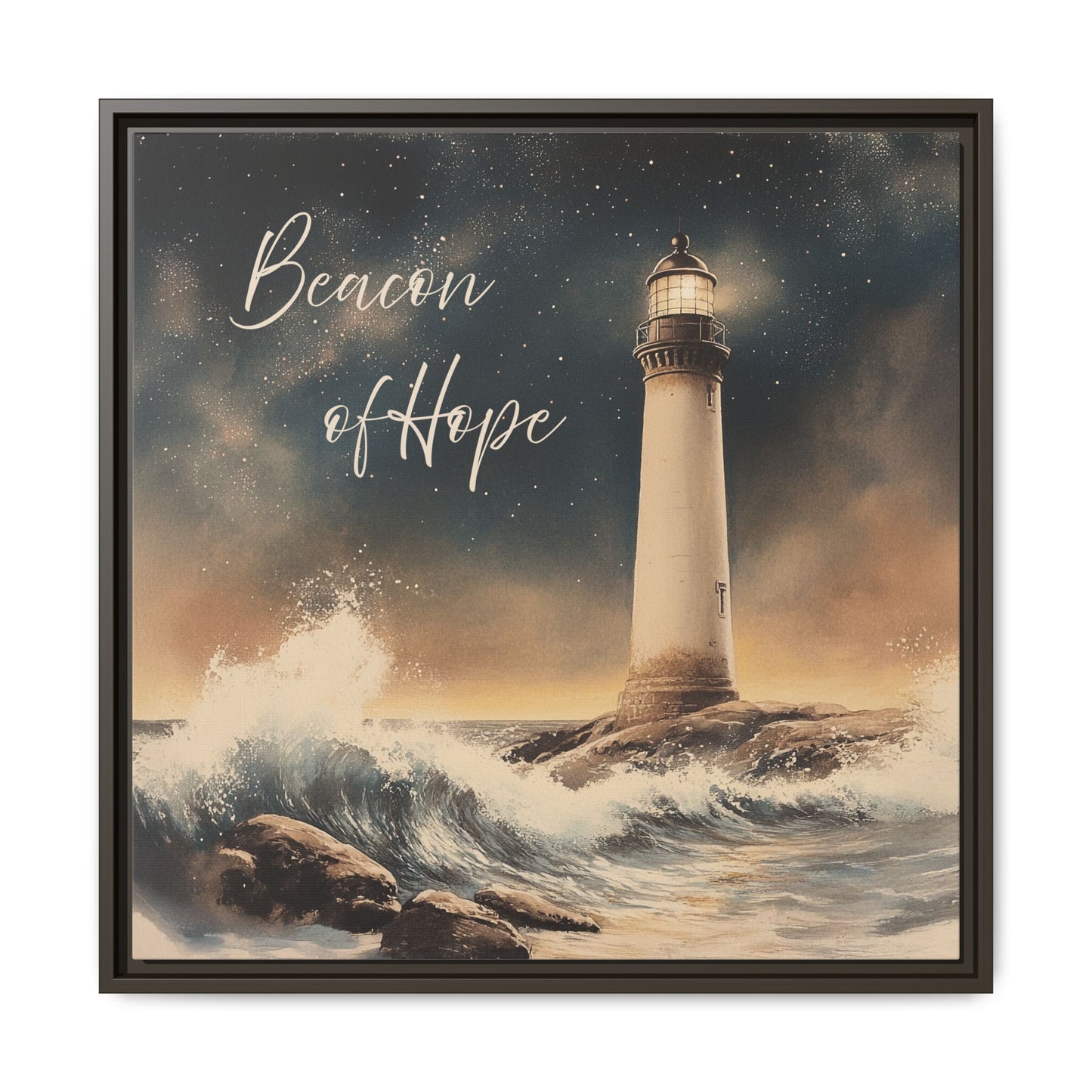 Beacon of Hope Nature-inspired Framed Canvas 24  Espresso