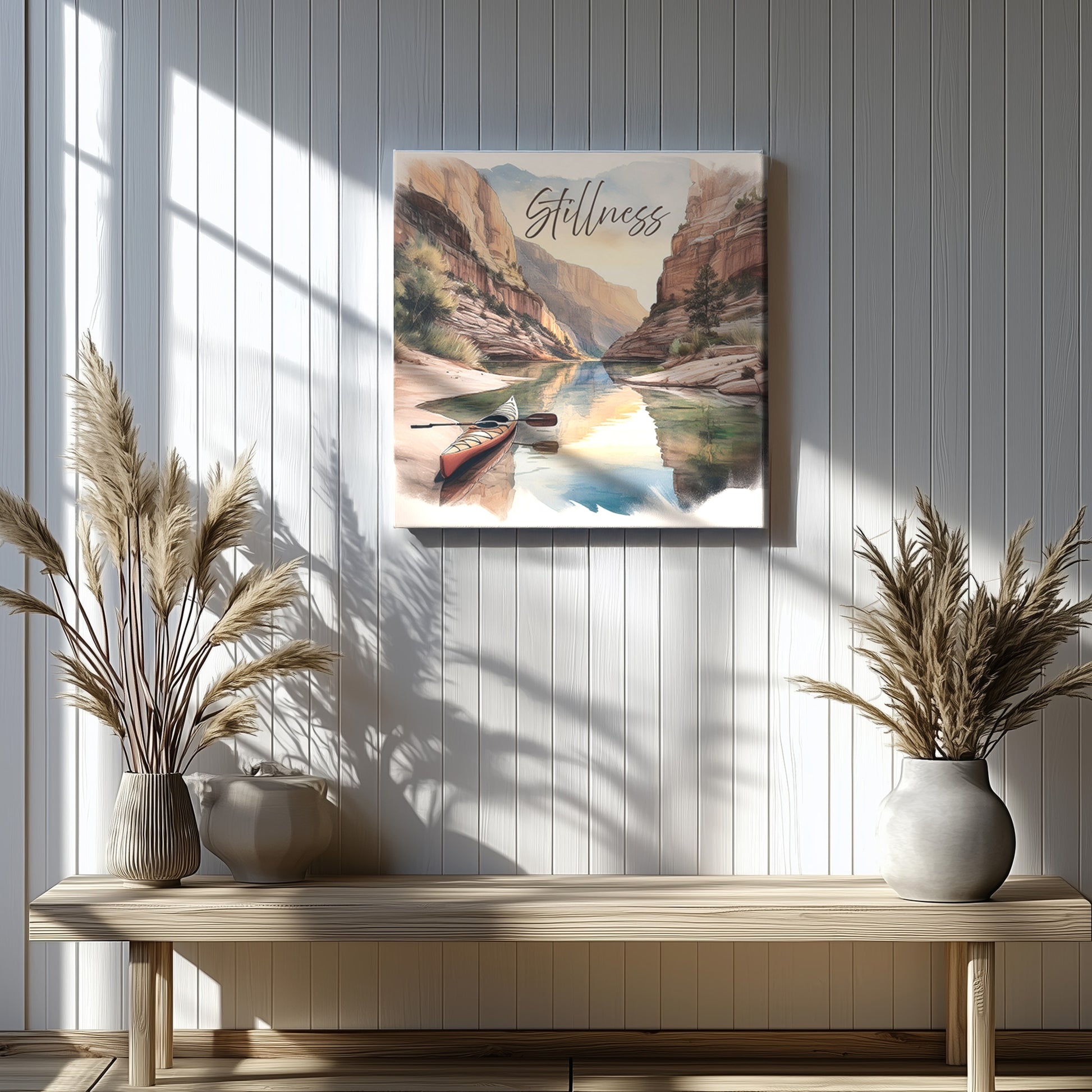 Canyon Kayak Nature-inspired Canvas Print-Living Room