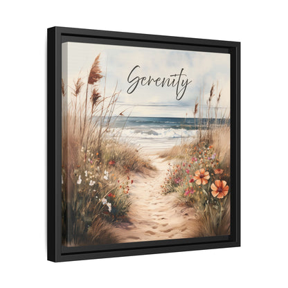 Coastal Serenity Nature-inspired Framed Canvas 14 in. Black - Side