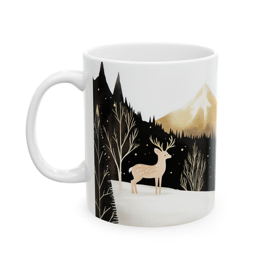 Deer in Winter Haven Nature-inspired Ceramic Mug