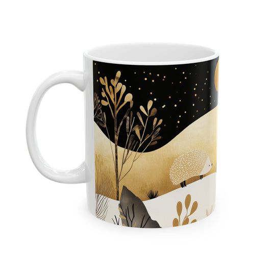 Hedgehogs' Night Stroll Nature-inspired Ceramic Mug