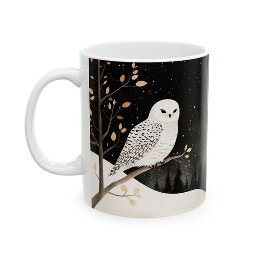 Snowy Owl Moonlit Night Nature-inspired Ceramic Mug